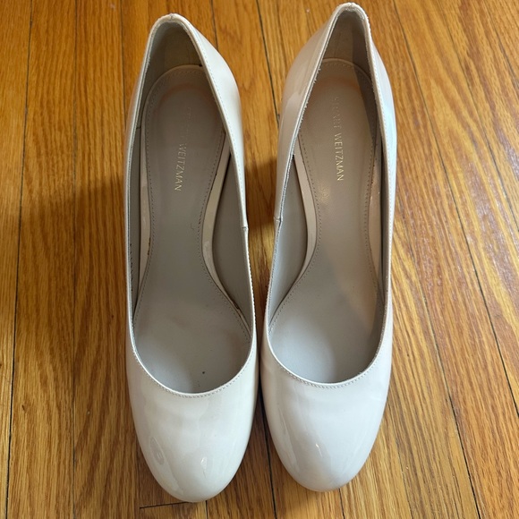 Stuart Weitzman Cream Block Heel Pumps - Picture 2 of 7